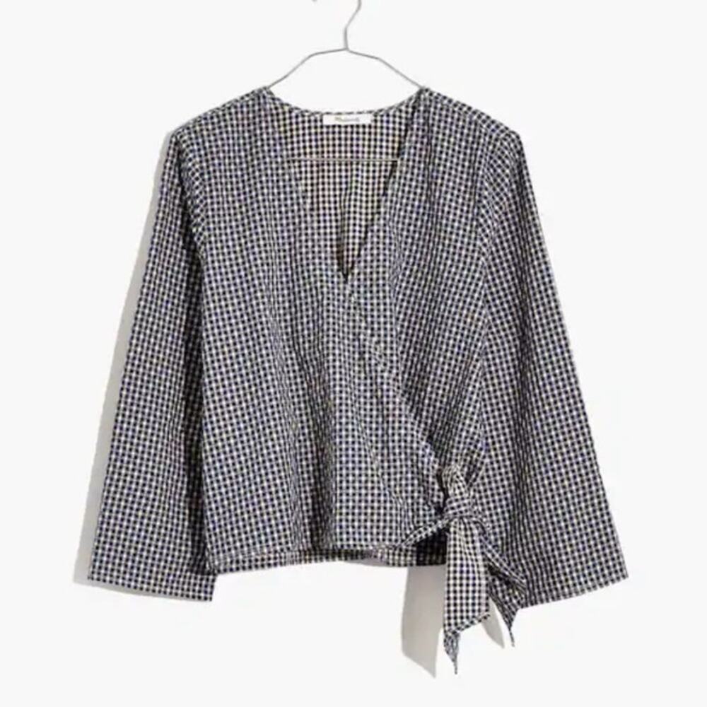 Madewell Textured Cotton Wrap Top Size Small
